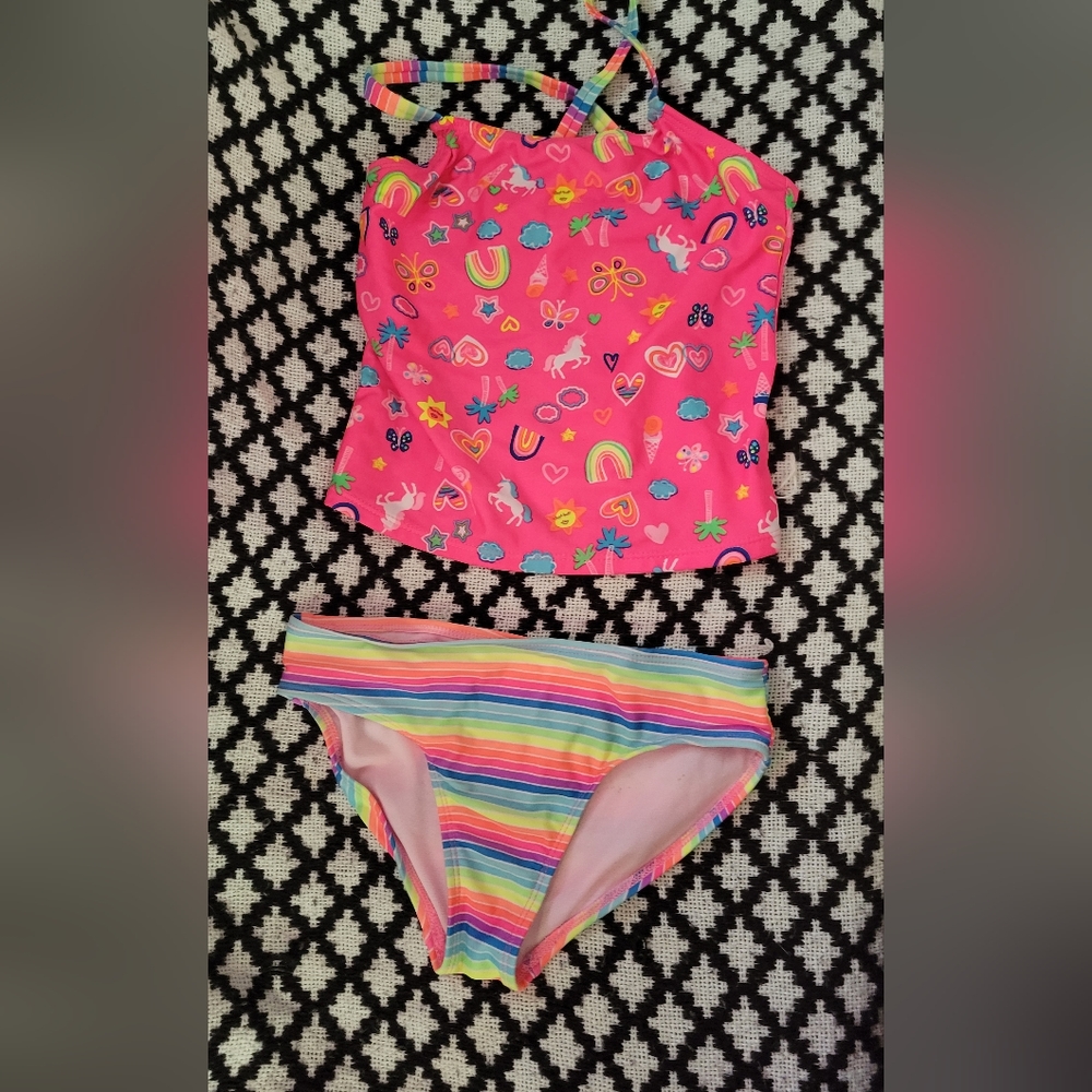 Girls rainbow unicorn bikini size 7-8